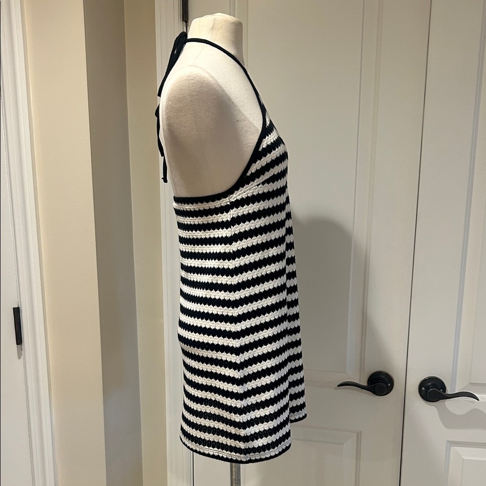 New Motel Black and White Striped Halter coverup Dress - Picture 7 of 10